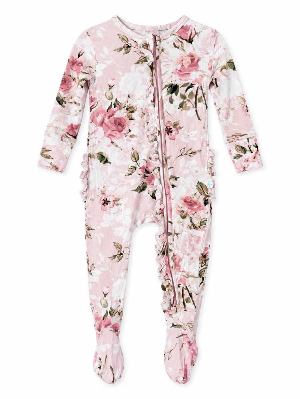 Posh Peanut Floral Bamboo Ruffle Zipper Footie One Piece 6-9M NWT